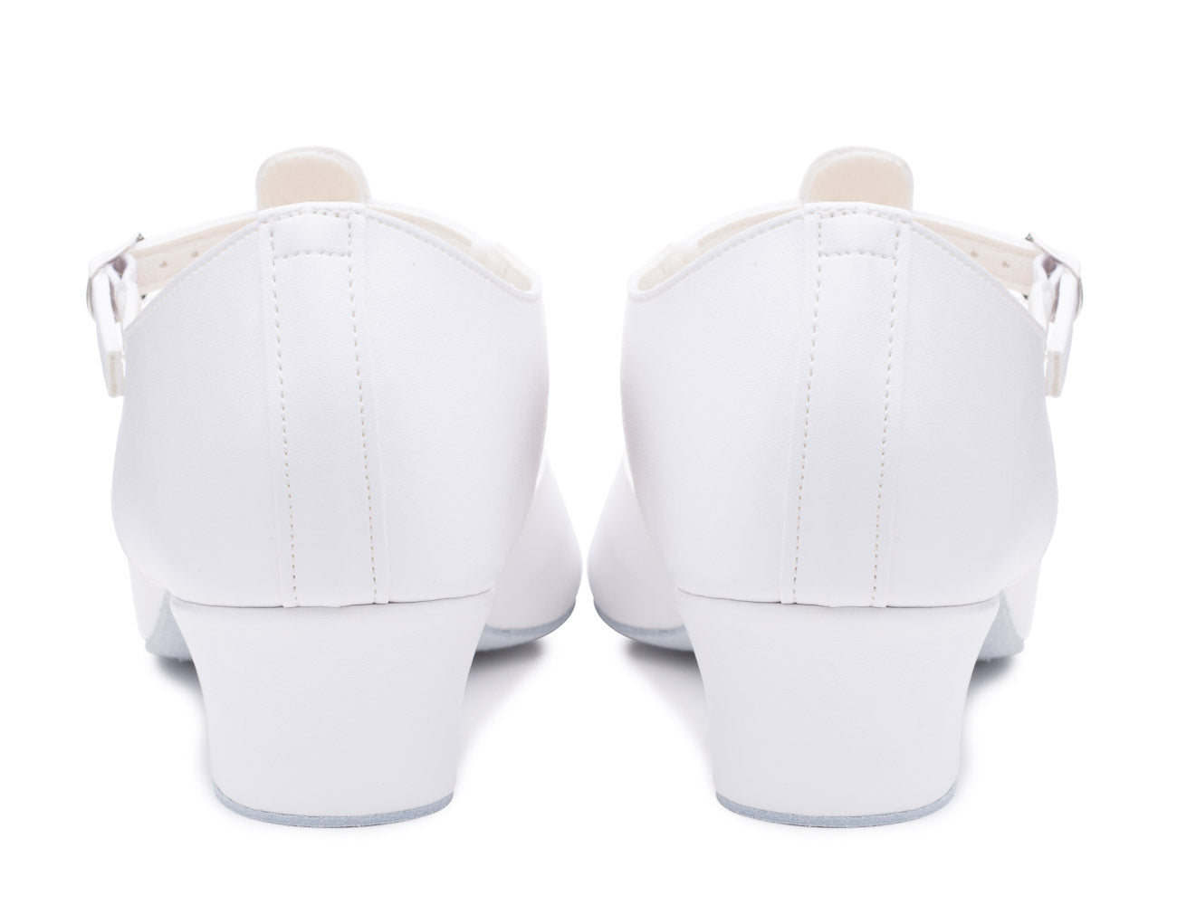 White PU Greek Dance Sandals Teaching Shoes Cuban Heel
