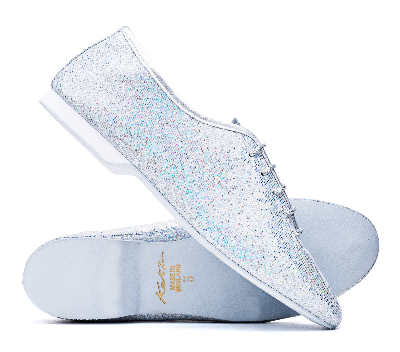 Silver Glitter Full Rubber Or Suede Sole Jazz Shoes
