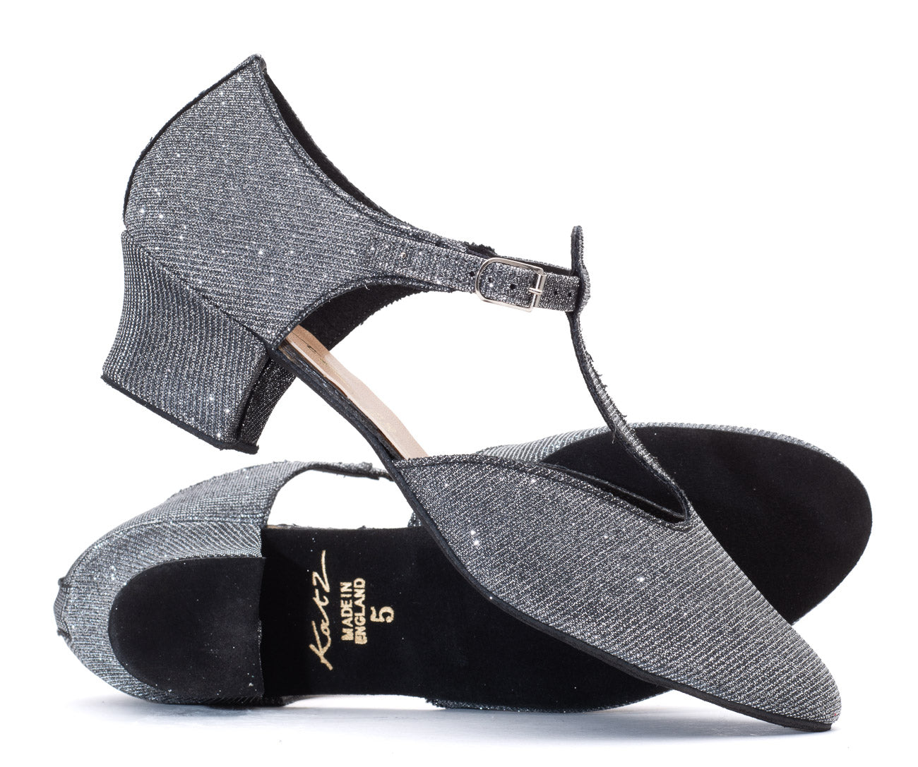 Graphite Glitter Greek Dance Sandals Teaching Shoes Cuban Heel
