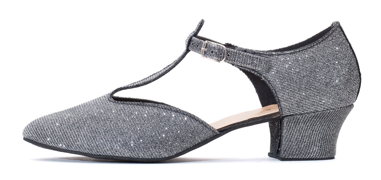 Graphite Glitter Greek Dance Sandals Teaching Shoes Cuban Heel