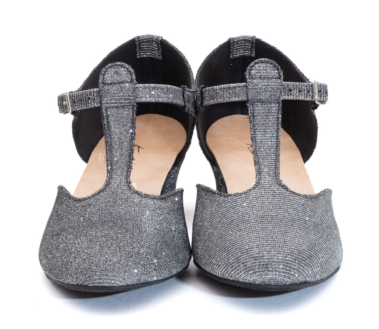 Graphite Glitter Greek Dance Sandals Teaching Shoes Cuban Heel