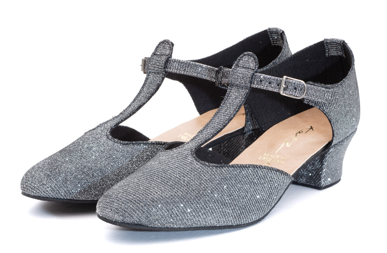Graphite Glitter Greek Dance Sandals Teaching Shoes Cuban Heel