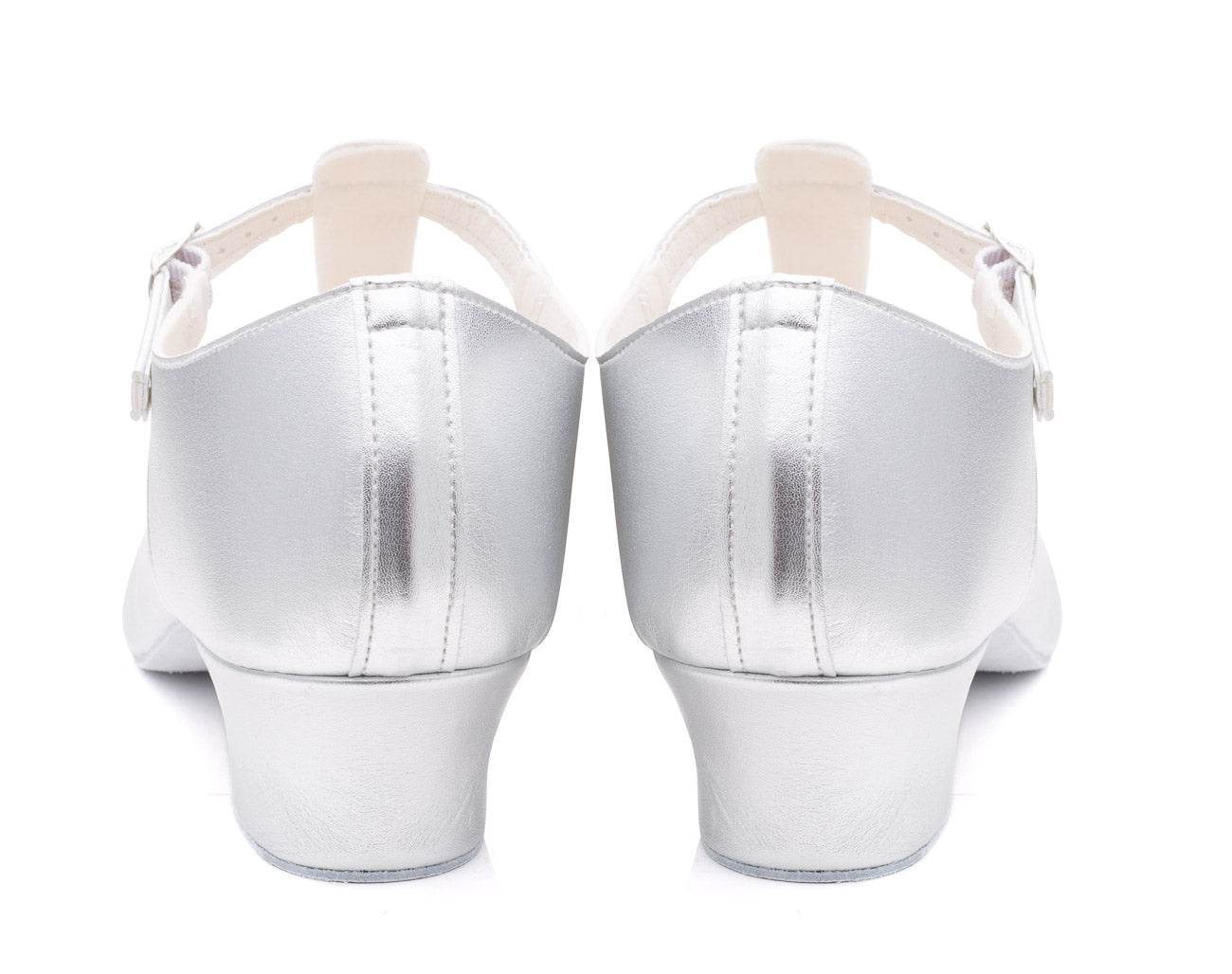 Silver PU Greek Dance Sandals Teaching Shoes Cuban Heel