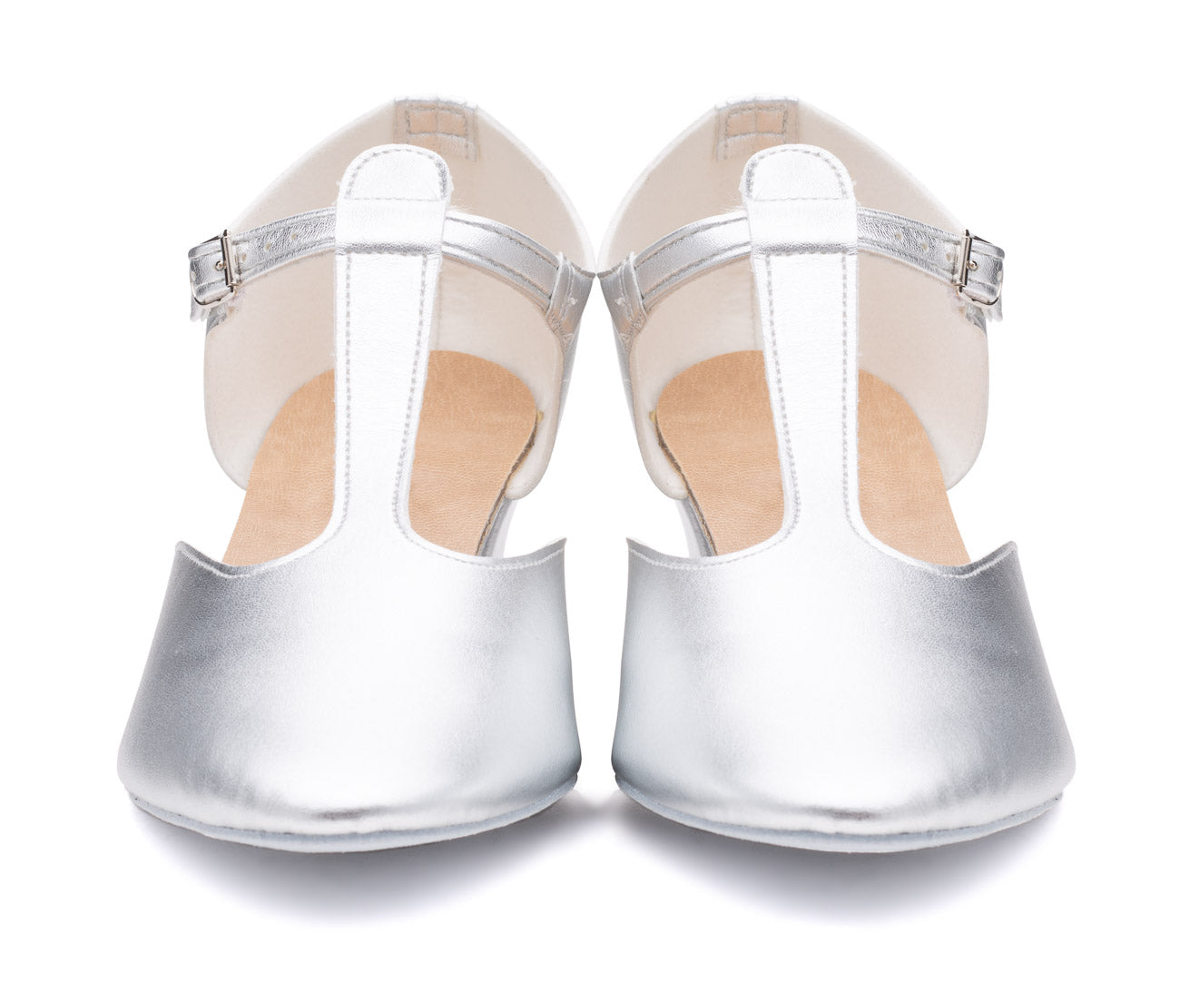 Silver PU Greek Dance Sandals Teaching Shoes Cuban Heel