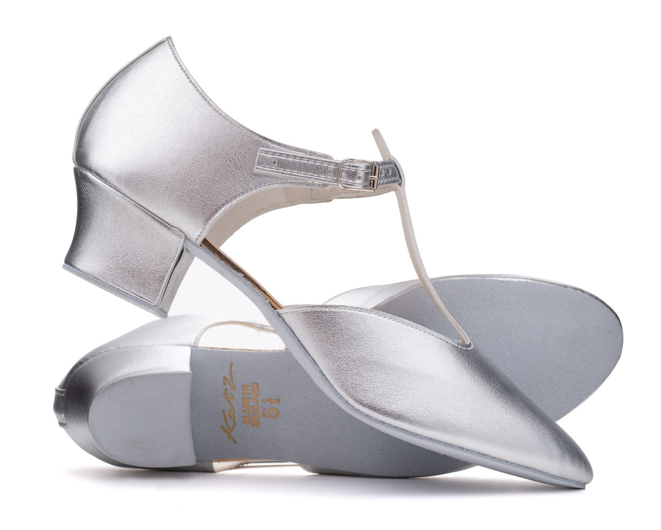 Silver PU Greek Dance Sandals Teaching Shoes Cuban Heel