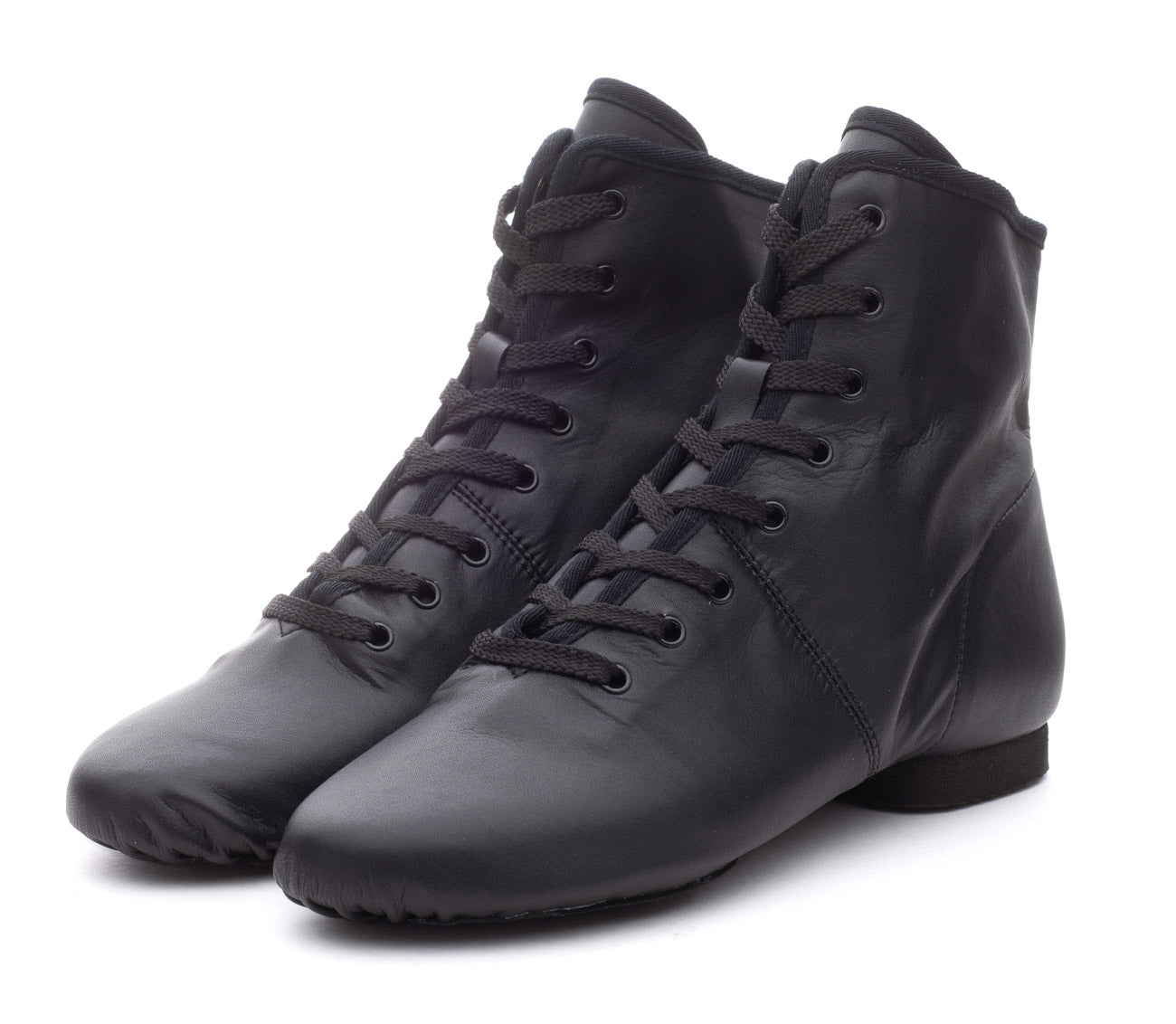 Black PU Lace Up Rubber Or Suede Split Sole Jazz Boot Dance Practice Shoes
