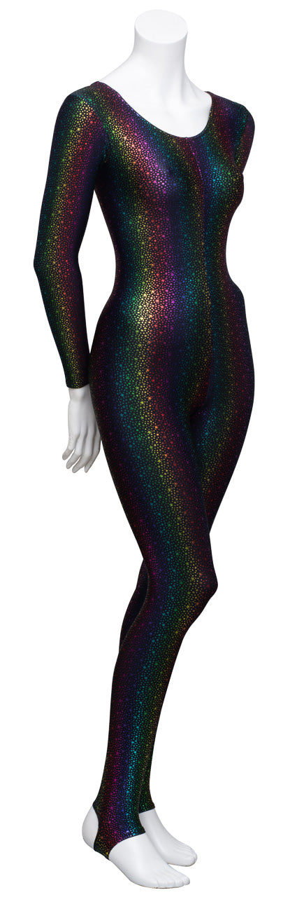 KDC012 All Colours STAR PRINT Women's Girls Lycra Long Sleeve Stirrup Dance Catsuit Unitard
