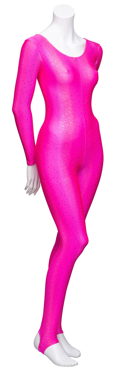 KDC012 All Colours STAR PRINT Women's Girls Lycra Long Sleeve Stirrup Dance Catsuit Unitard
