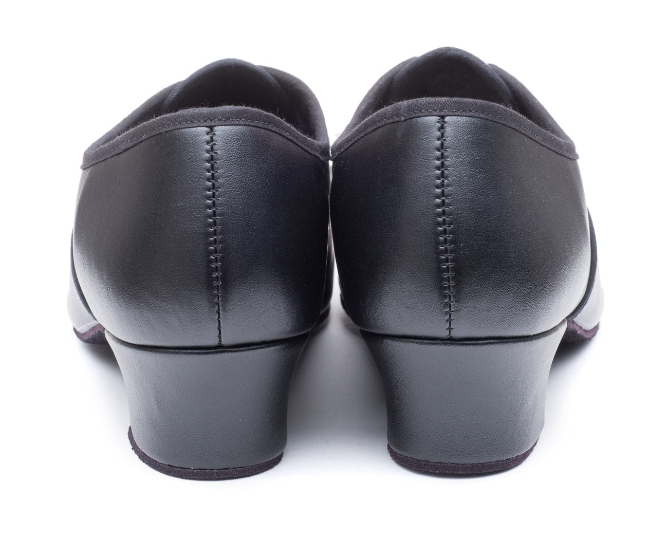 Black PU Cuban Heel Suede Sole Lace Up Practice Stage Ballroom Shoes