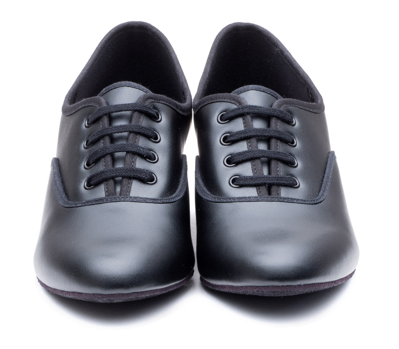 Black PU Cuban Heel Suede Sole Lace Up Practice Stage Ballroom Shoes