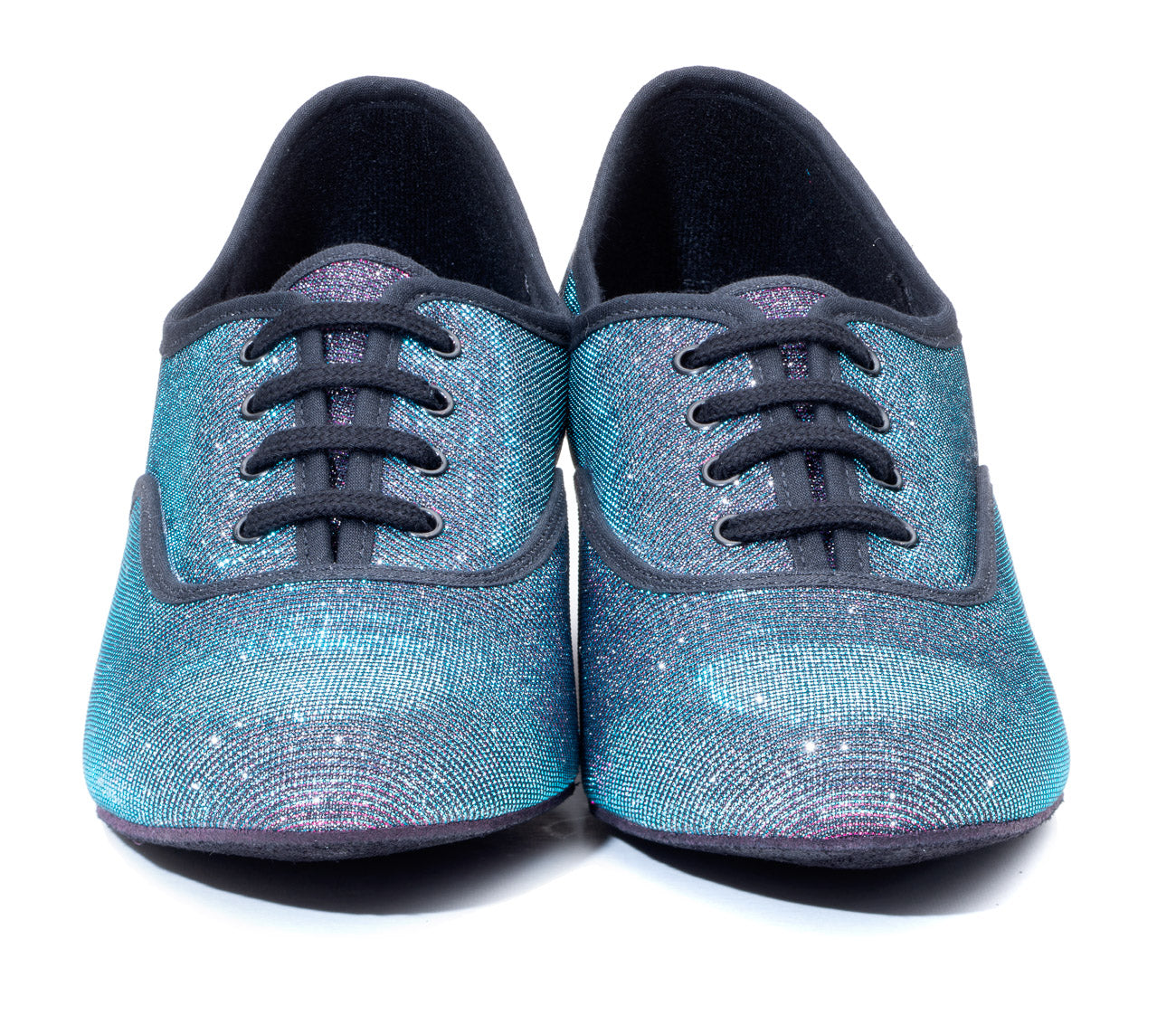 Multi Glitter Cuban Heel Suede Sole Lace Up Practice Stage Ballroom Shoes