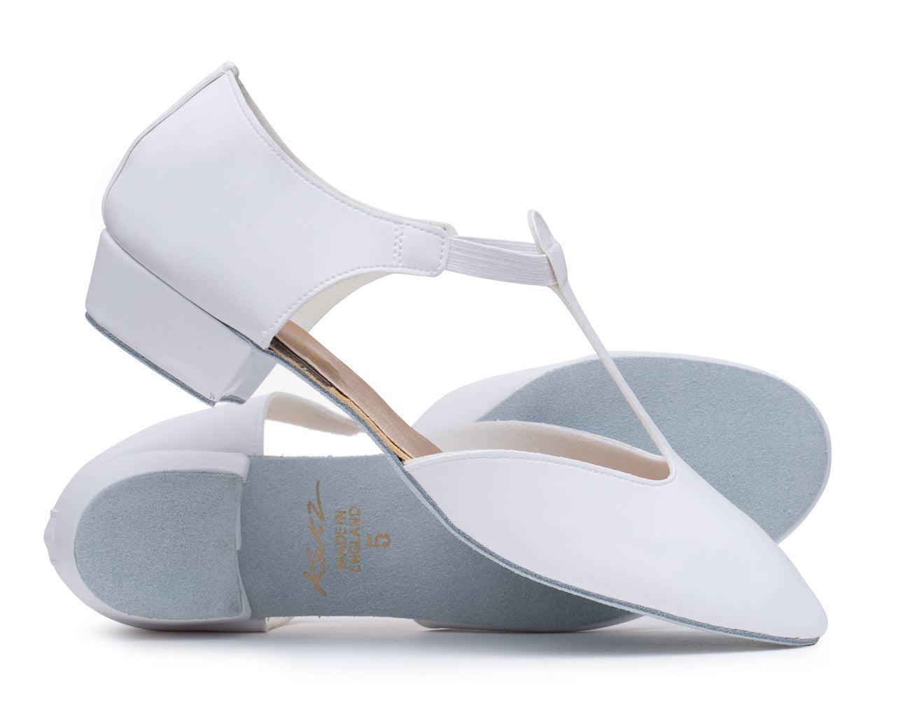White PU Greek Dance Sandals Teaching Shoes Low Heel