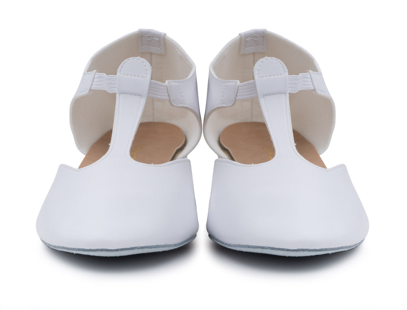White PU Greek Dance Sandals Teaching Shoes Low Heel