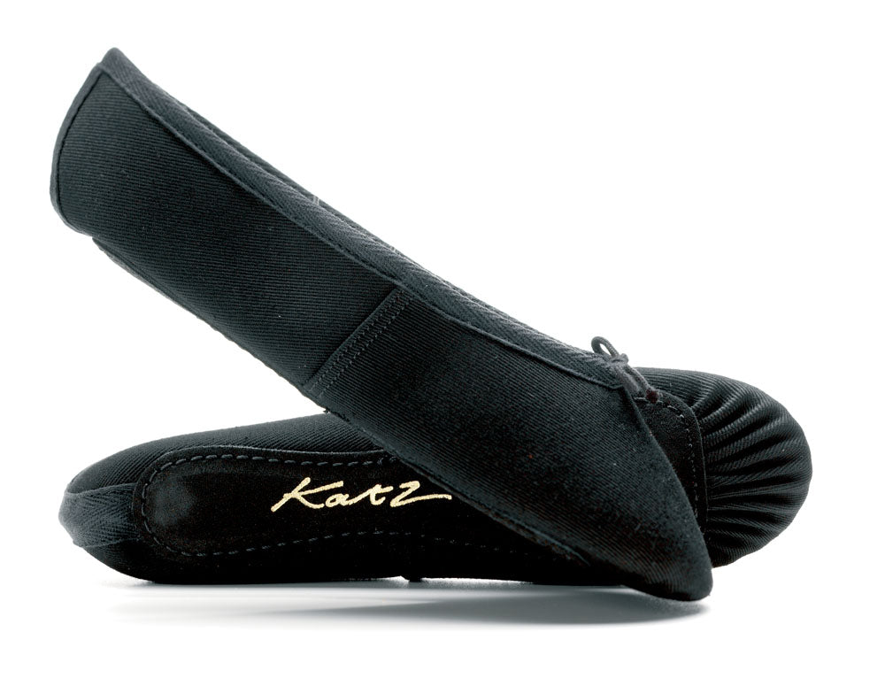 Black Canvas Full Sole Ballet Shoes