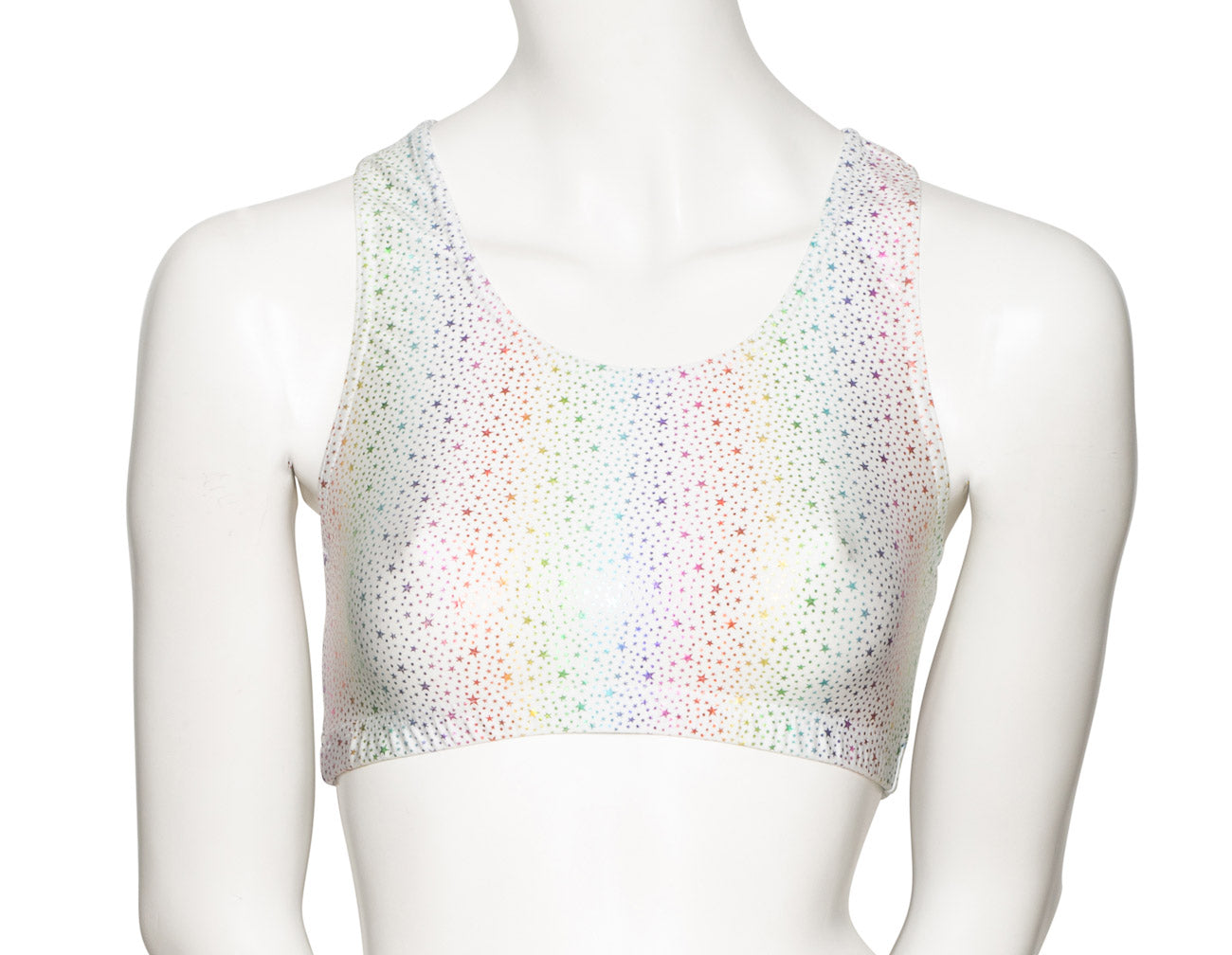 KCTS-5 All Colours and Sizes STAR PRINT Racer Back Dance Fitness Gym Crop Top