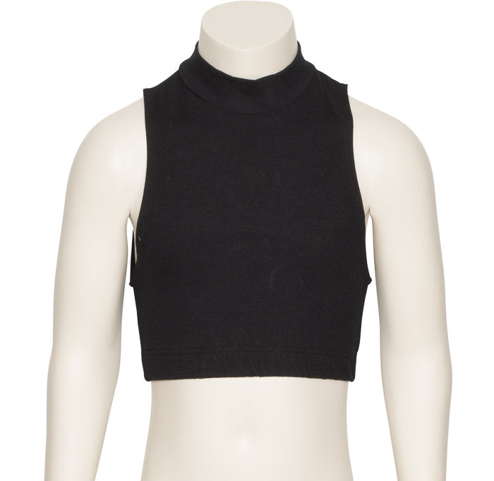 KCTC-7 All Sizes Black Cotton High Neck Dance Fitness Gym Crop Top