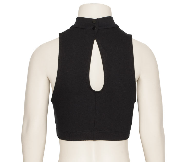 KCTC-7 All Sizes Black Cotton High Neck Dance Fitness Gym Crop Top