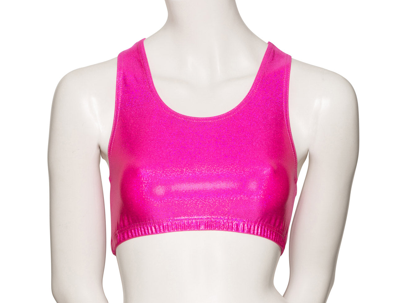 KCTH-5 All Colours and Sizes Sparkly Hologram Racer Back Dance Fitness Gym Crop Top