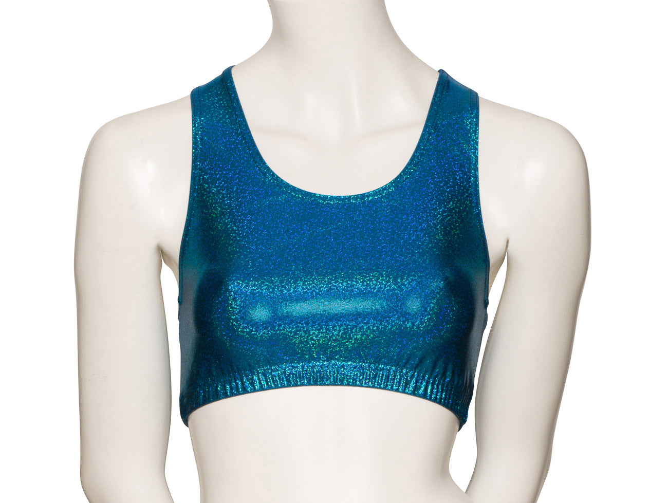 KCTH-5 All Colours and Sizes Sparkly Hologram Racer Back Dance Fitness Gym Crop Top