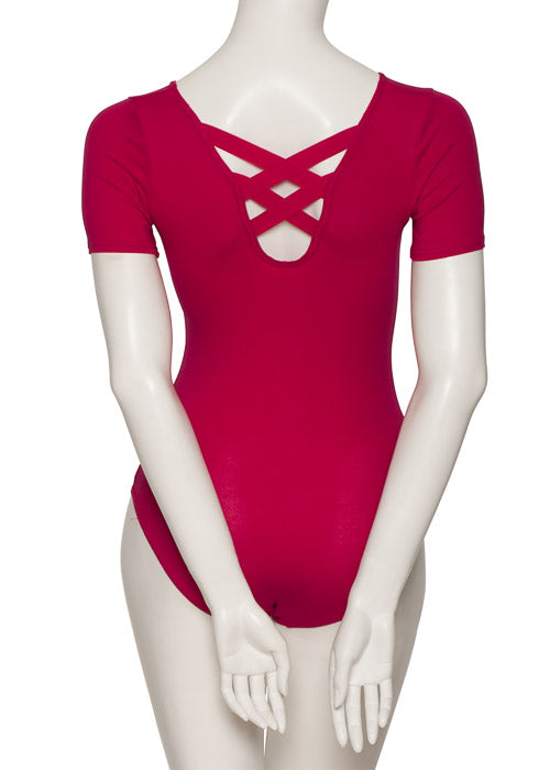 KDC004 All Colours Cotton Short Sleeve Back Detail Ballet Dance Leotard