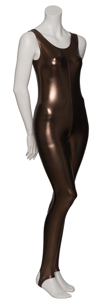KDC011 Women's Shiny METALLIC All Colours Sleeveless Stirrup Catsuit Unitard