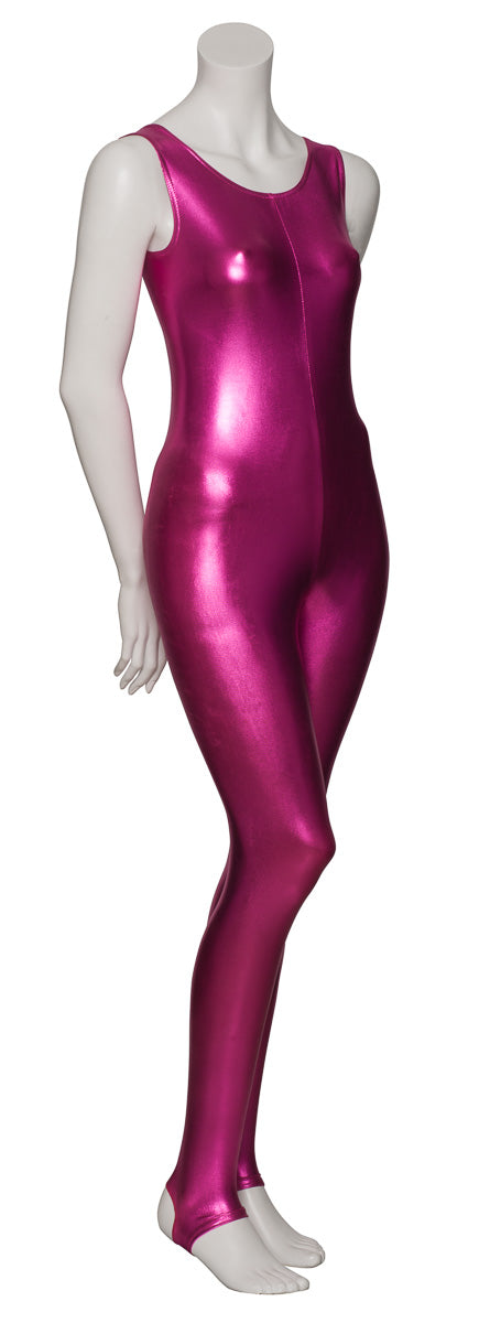 KDC011 Women's Shiny METALLIC All Colours Sleeveless Stirrup Catsuit Unitard