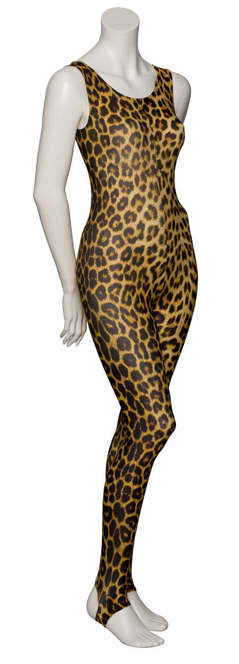 KDC011 All Colours ANIMAL PRINT Women's Girls Lycra Sleeveless Stirrup Catsuit Unitard