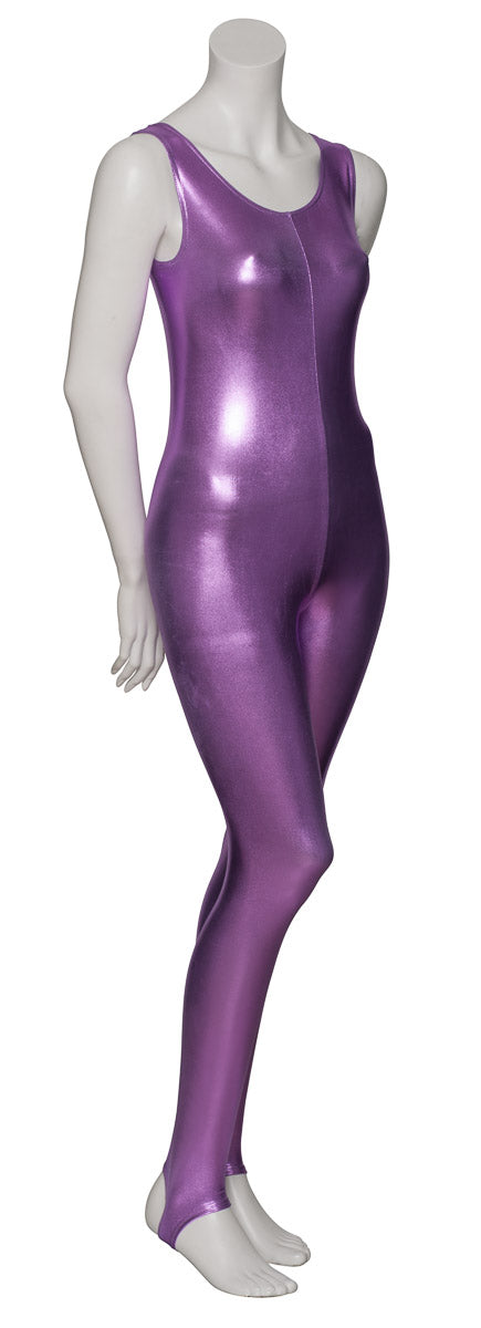 KDC011 Women's Shiny METALLIC All Colours Sleeveless Stirrup Catsuit Unitard
