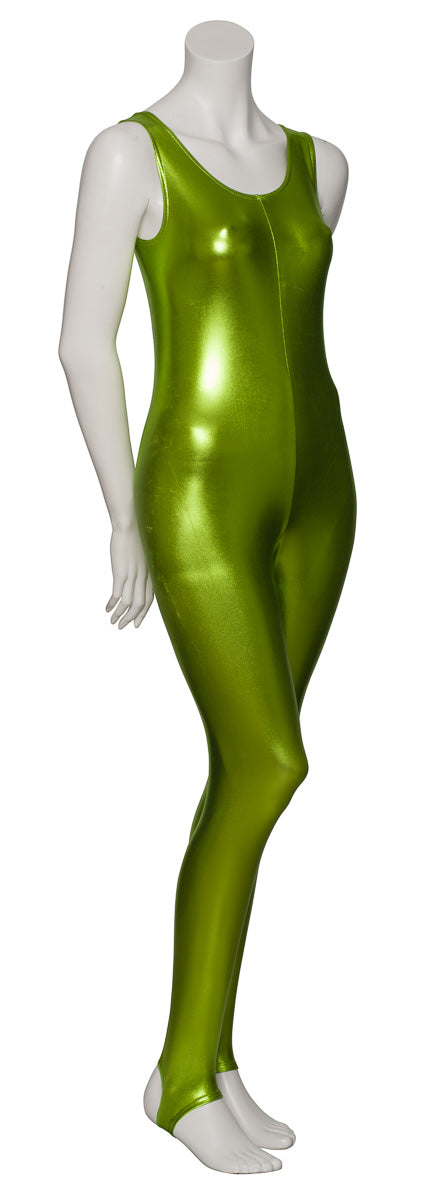 KDC011 Women's Shiny METALLIC All Colours Sleeveless Stirrup Catsuit Unitard