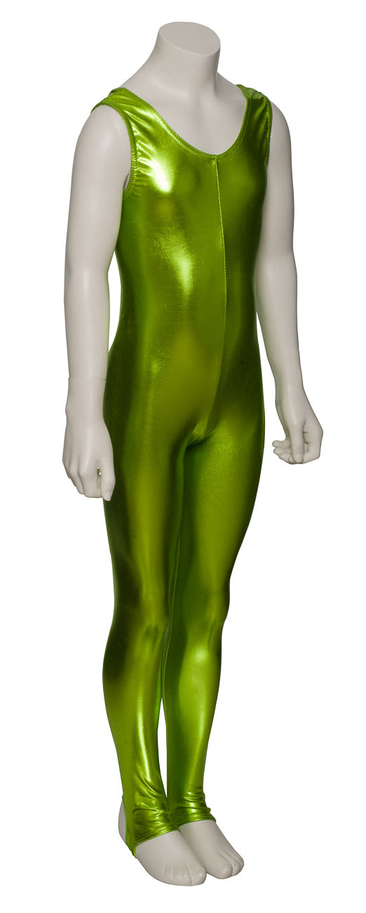 KDC012 Girls Shiny METALLIC All Colours Long Sleeve Stirrup Catsuit Unitard