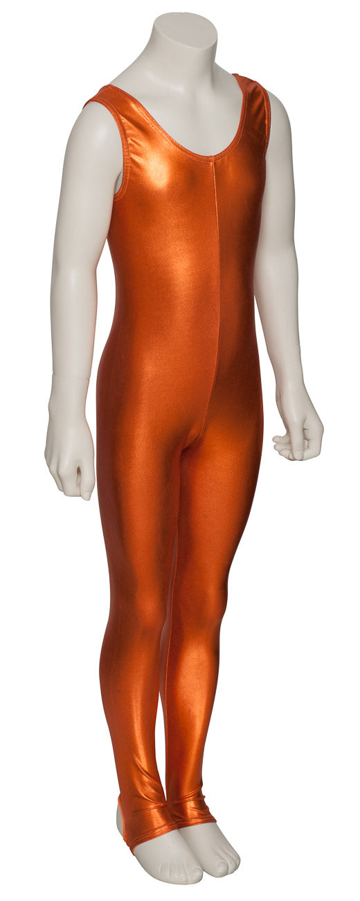 KDC012 Girls Shiny METALLIC All Colours Long Sleeve Stirrup Catsuit Unitard
