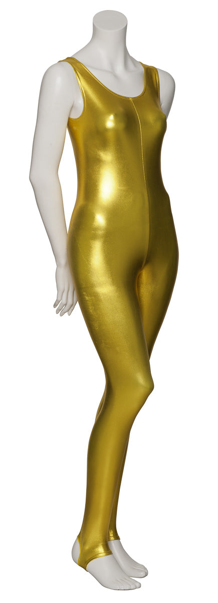 KDC011 Women's Shiny METALLIC All Colours Sleeveless Stirrup Catsuit Unitard