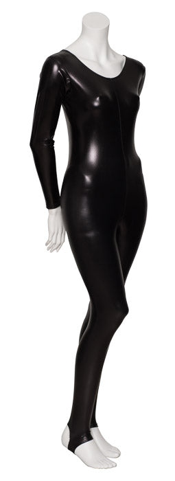 KDC012 Women's Shiny METALLIC All Colours Long Sleeve Stirrup Catsuit Unitard