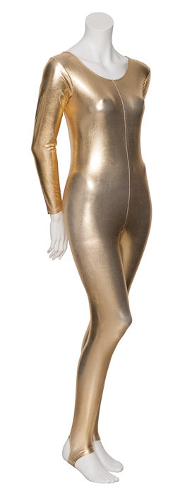 KDC012 Women's Shiny METALLIC All Colours Long Sleeve Stirrup Catsuit Unitard