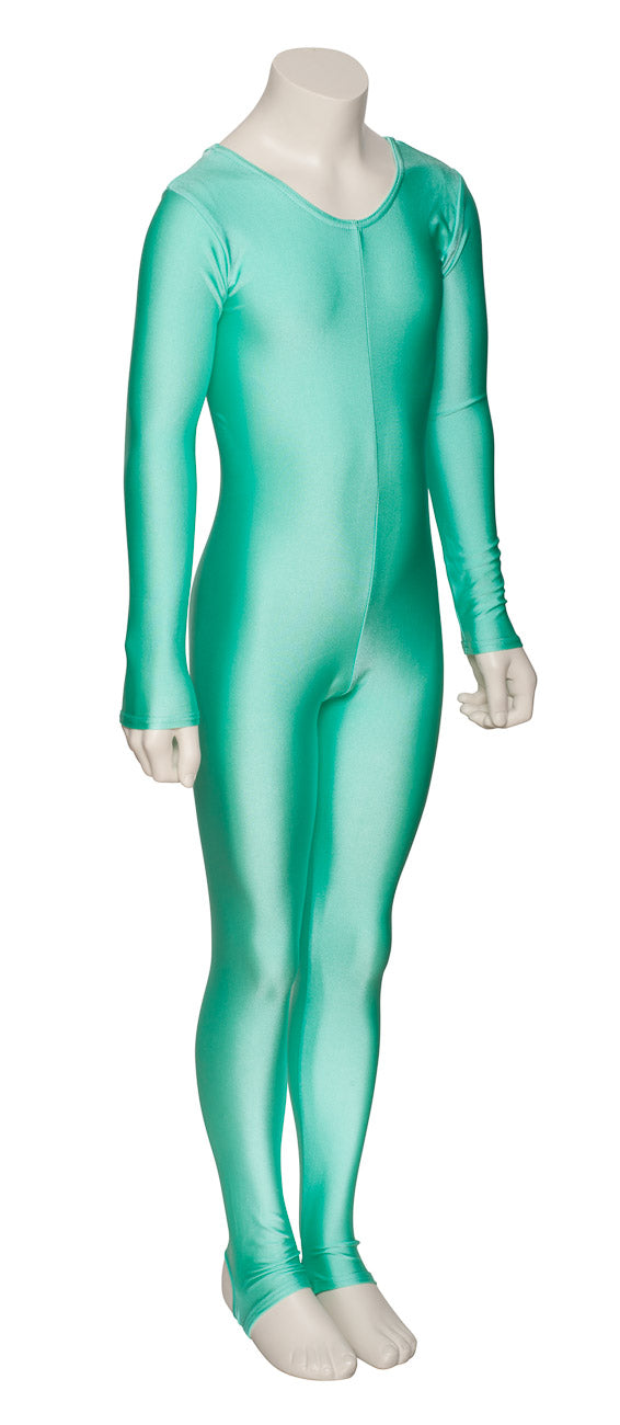 KDC012 Girls All Colours Lycra Long Sleeve Dance Catsuit With Stirrups