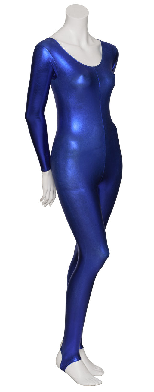 KDC012 Women's Shiny METALLIC All Colours Long Sleeve Stirrup Catsuit Unitard