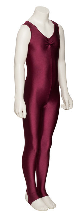 KDC013 Girls All Colours Lycra Sleeveless Ruched Front Dance Catsuit With Stirrups