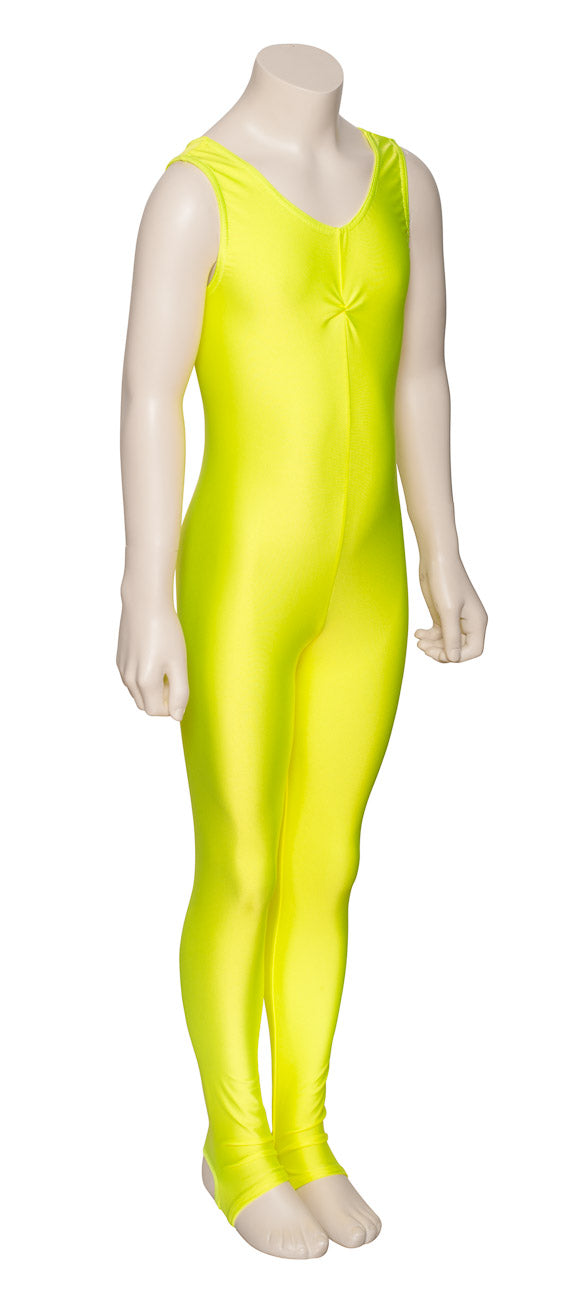 KDC013 Girls All Colours Lycra Sleeveless Ruched Front Dance Catsuit With Stirrups