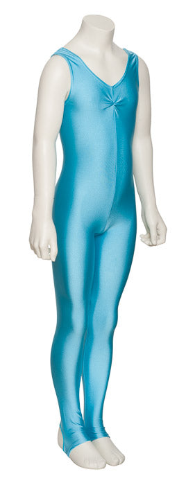 KDC013 Girls All Colours Lycra Sleeveless Ruched Front Dance Catsuit With Stirrups