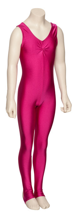 KDC013 Girls All Colours Lycra Sleeveless Ruched Front Dance Catsuit With Stirrups