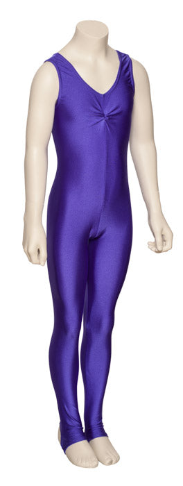 KDC013 Girls All Colours Lycra Sleeveless Ruched Front Dance Catsuit With Stirrups