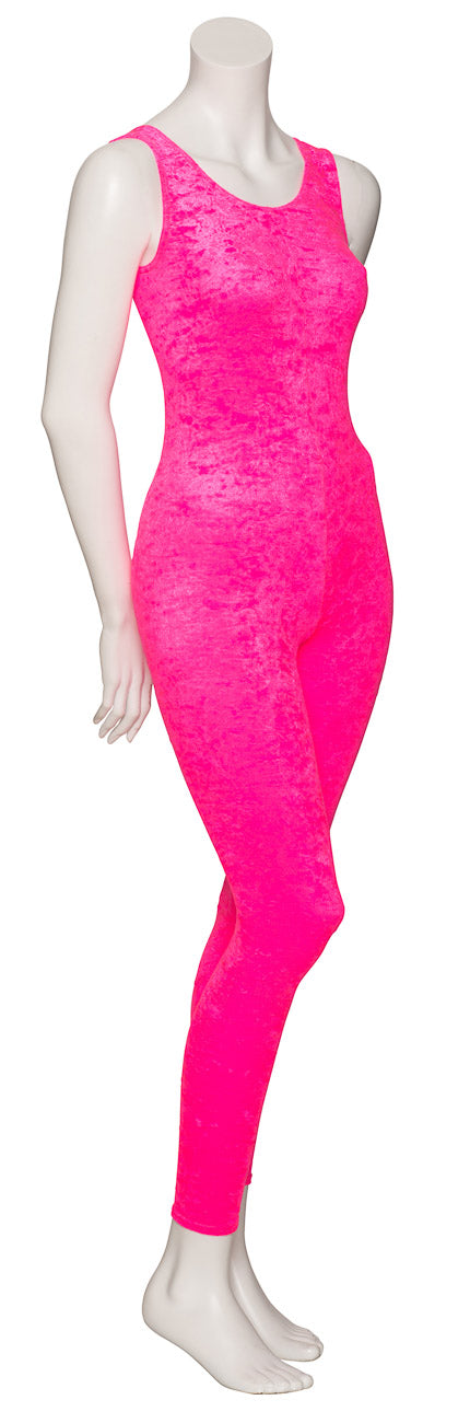 KDCV016 Girls All Colours Crushed Velour Velvet Sleeveless Footless Catsuit