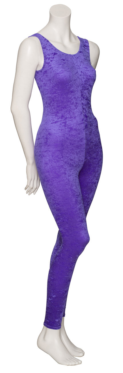 KDCV016 Girls All Colours Crushed Velour Velvet Sleeveless Footless Catsuit