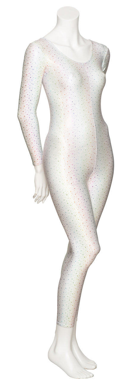 KDC017 All Colours STAR PRINT Women's Girls Lycra Long Sleeve Footless Dance Catsuit Unitard
