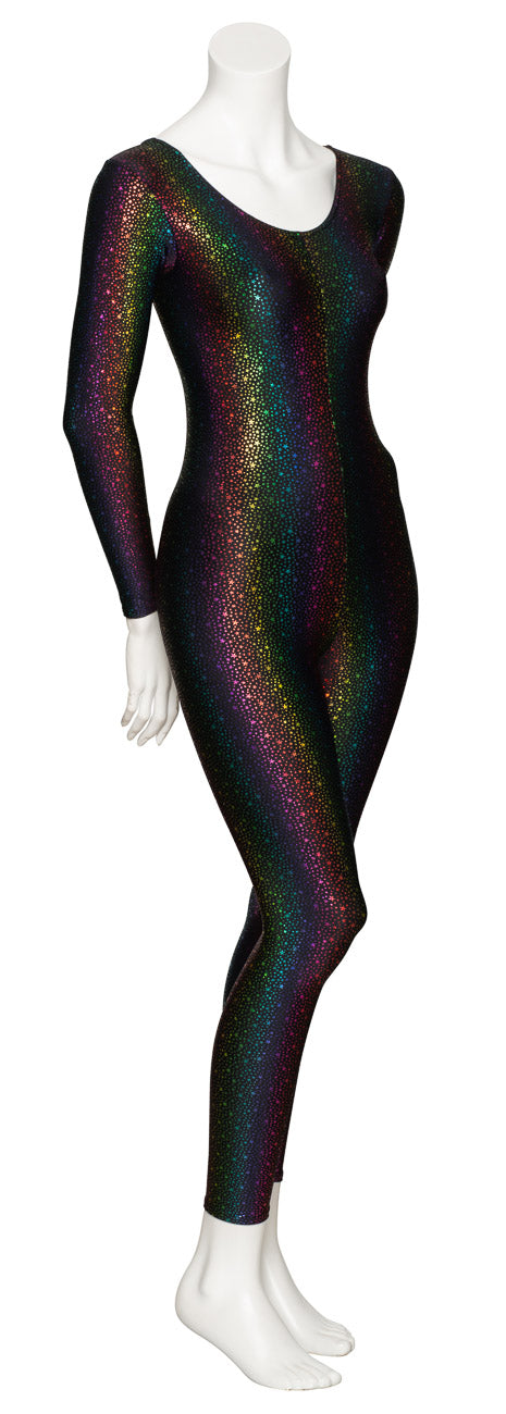KDC017 All Colours STAR PRINT Women's Girls Lycra Long Sleeve Footless Dance Catsuit Unitard
