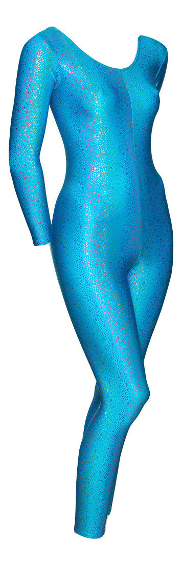 KDC017 All Colours STAR PRINT Women's Girls Lycra Long Sleeve Footless Dance Catsuit Unitard