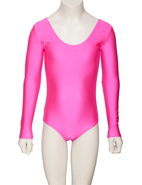 KDC029 Girls All Colours Nylon Lycra Long Sleeve Plain Dance Gymnastics Leotard