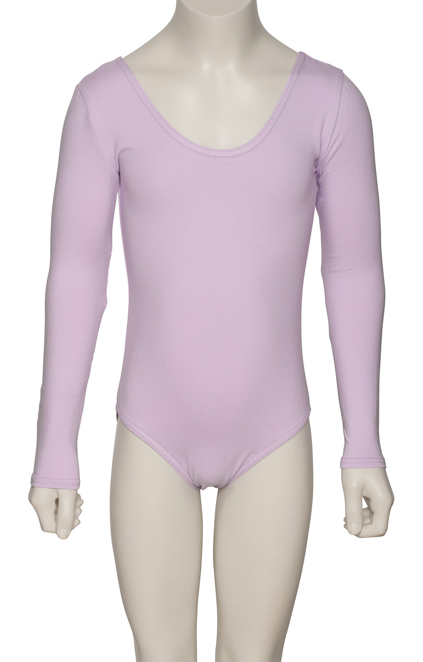 KDC039 Girls All Colours Ruched Cotton Long Sleeve Ballet Dance Leotard