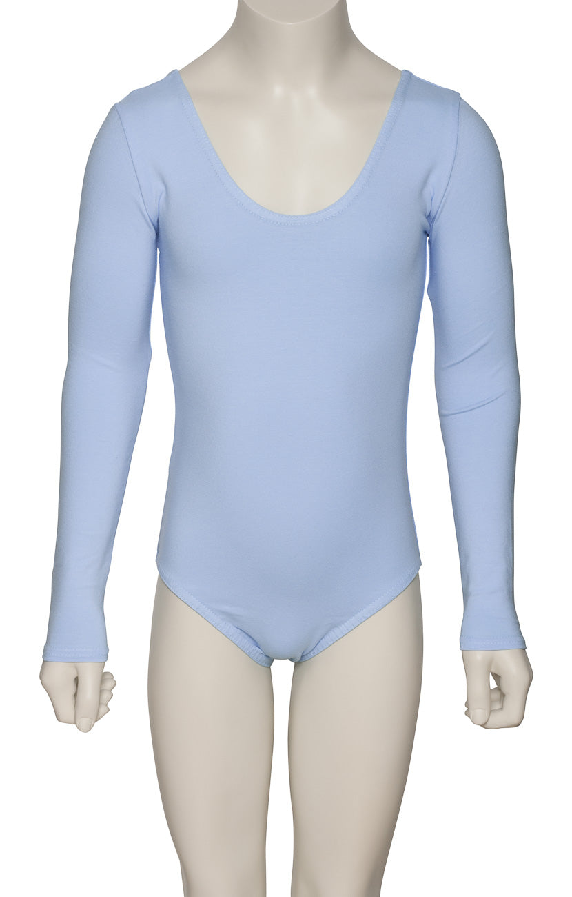 KDC039 Girls All Colours Ruched Cotton Long Sleeve Ballet Dance Leotard