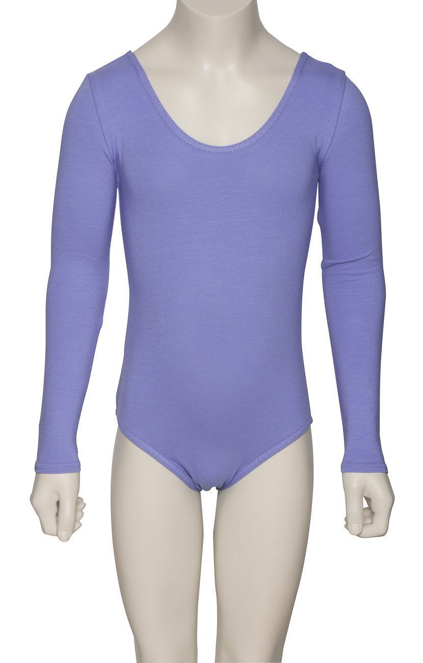KDC039 Girls All Colours Ruched Cotton Long Sleeve Ballet Dance Leotard